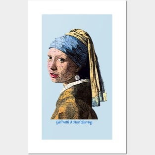 Girl with a Pearl Earring Grunged Posters and Art